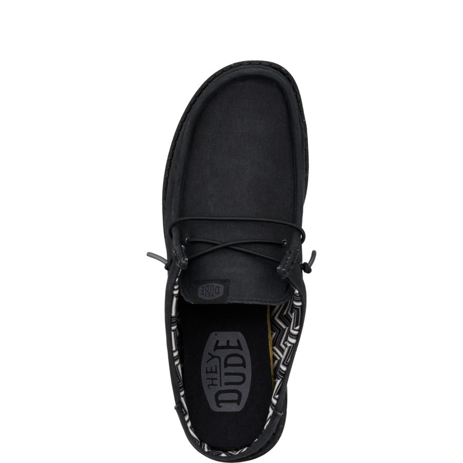 Men Wally Slip Stretch Canvas - Black/Black | HEYDUDE