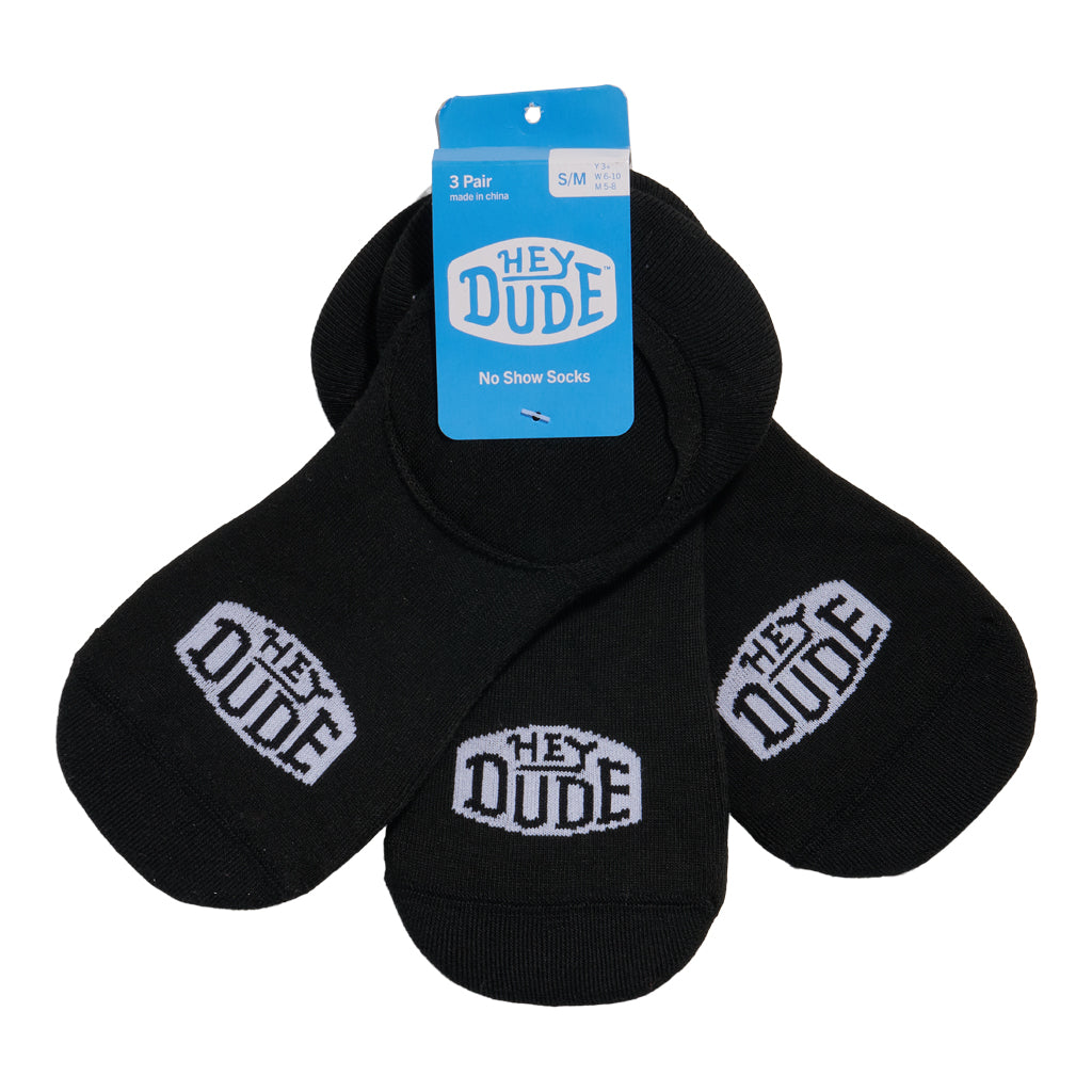 Women|Men HEYDUDE No Show Sock 3 Pack - Black | HEYDUDE