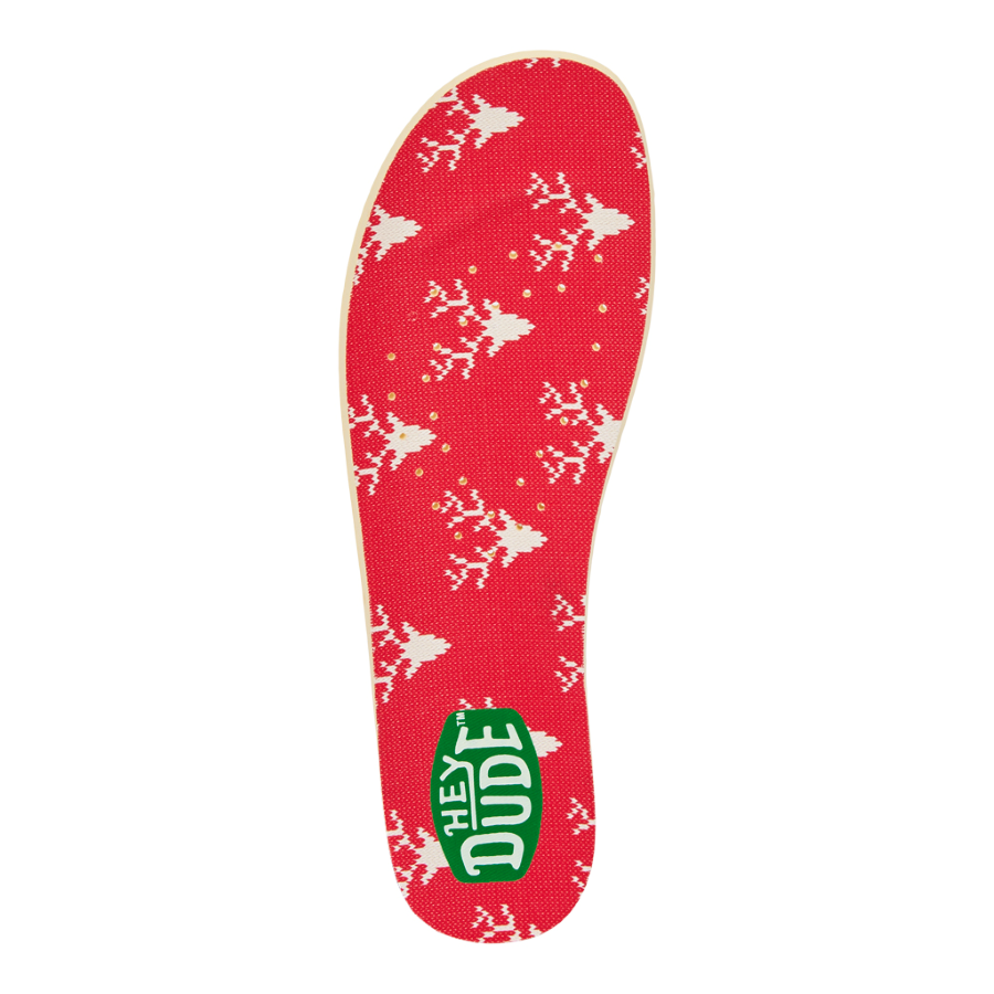 Women Reindeer Fair Isle Insoles - Red/Green | HEYDUDE