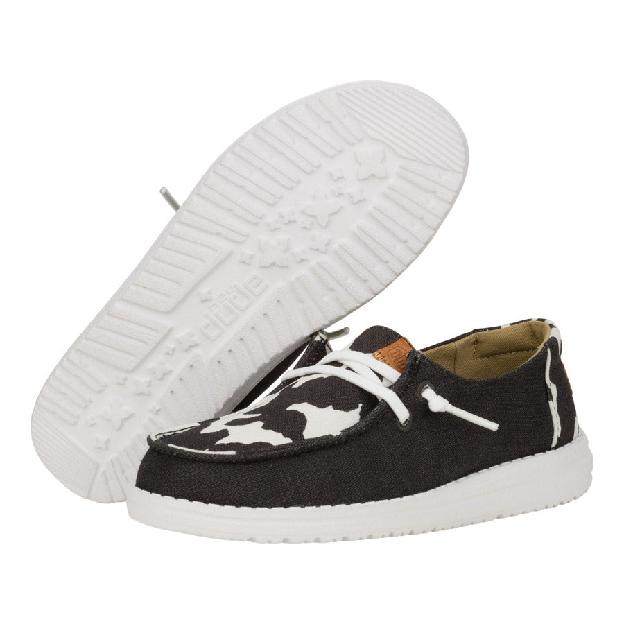Kids Wendy Youth Animal - Black/Cow | HEYDUDE