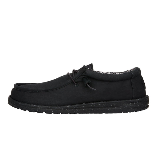 Men Wally Stretch Canvas Wide - Black/Black | HEYDUDE