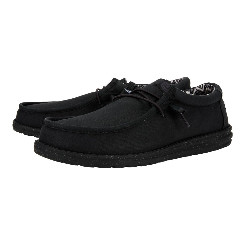 Men Wally Stretch Canvas Wide - Black/Black | HEYDUDE
