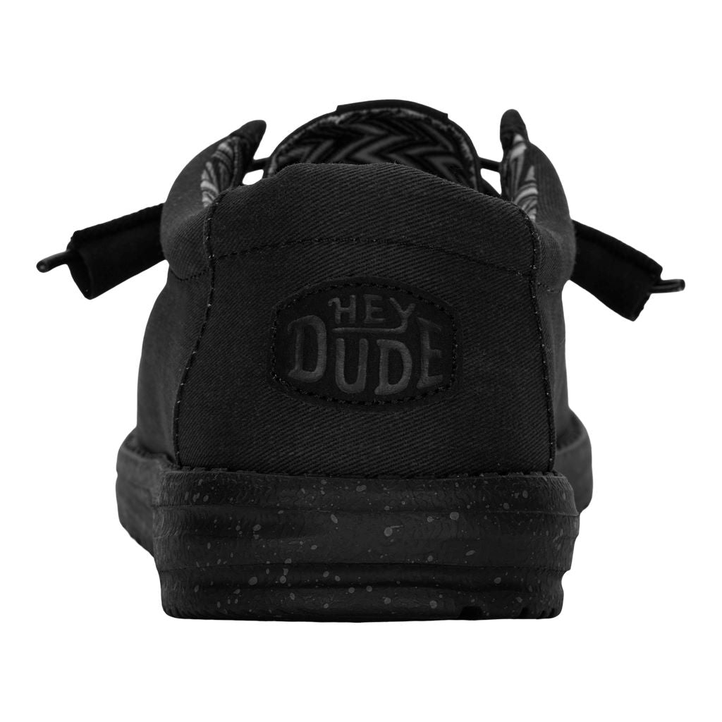 Men Wally Stretch Canvas Wide - Black/Black | HEYDUDE