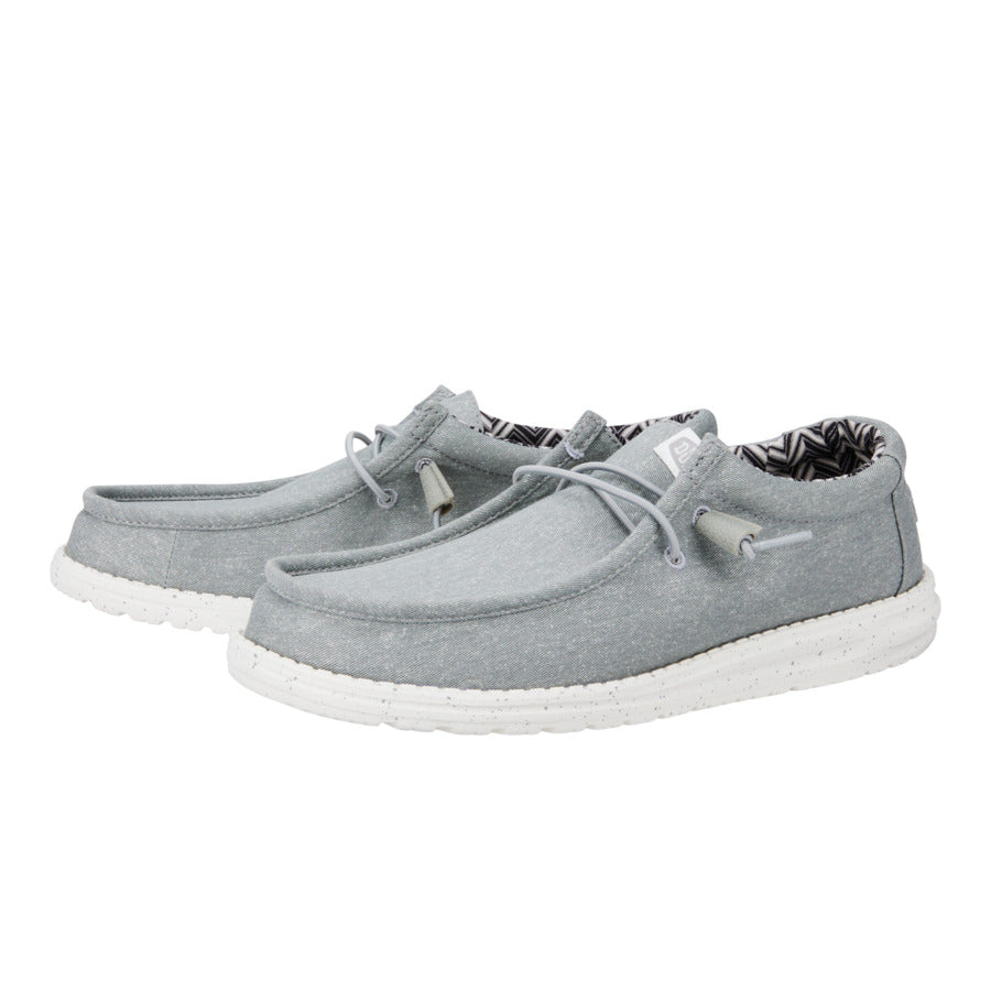 Men Wally Stretch Canvas Wide - Light Grey | HEYDUDE