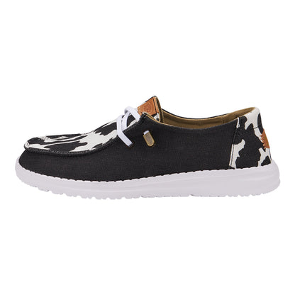 Women Wendy Animal - Black/Cow | HEYDUDE