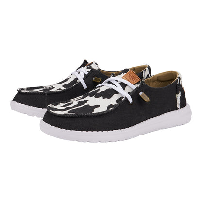 Women Wendy Animal - Black/Cow | HEYDUDE