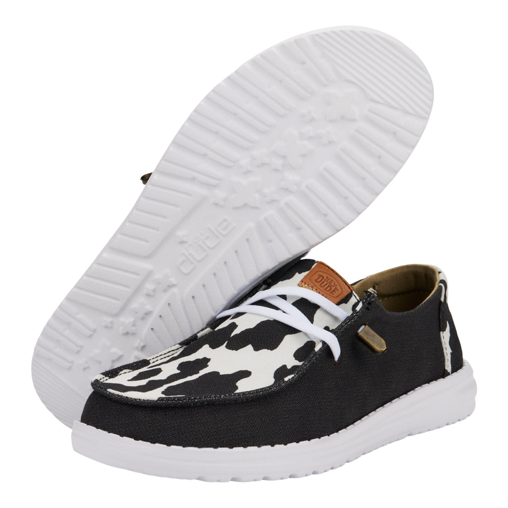 Women Wendy Animal - Black/Cow | HEYDUDE