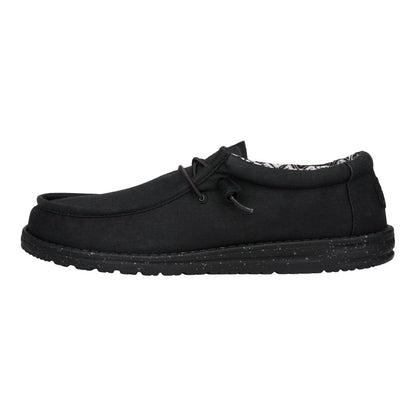 Men Wally Stretch Canvas - Black/Black | HEYDUDE
