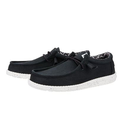 Men Wally Stretch Canvas - Black/White | HEYDUDE
