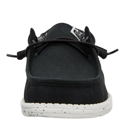 Men Wally Stretch Canvas - Black/White | HEYDUDE