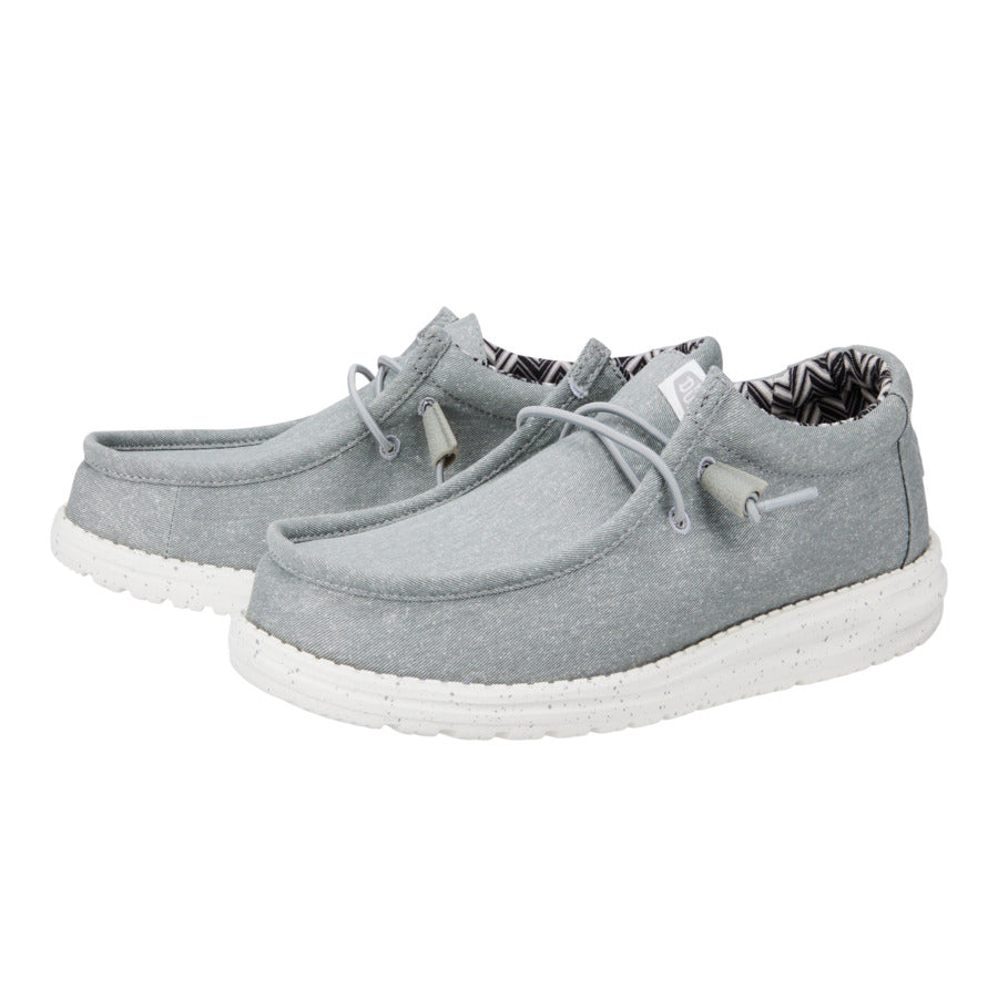 Kids Wally Youth Stretch Canvas - Light Grey | HEYDUDE
