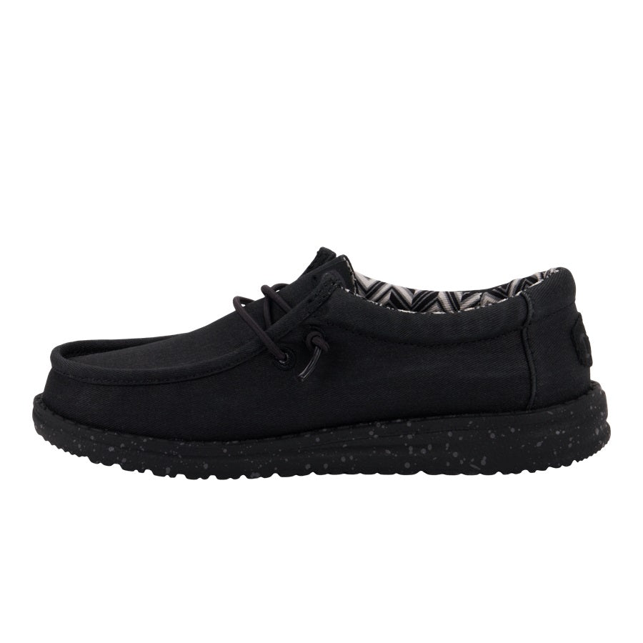 Kids Wally Youth Stretch Canvas - Black/Black | HEYDUDE