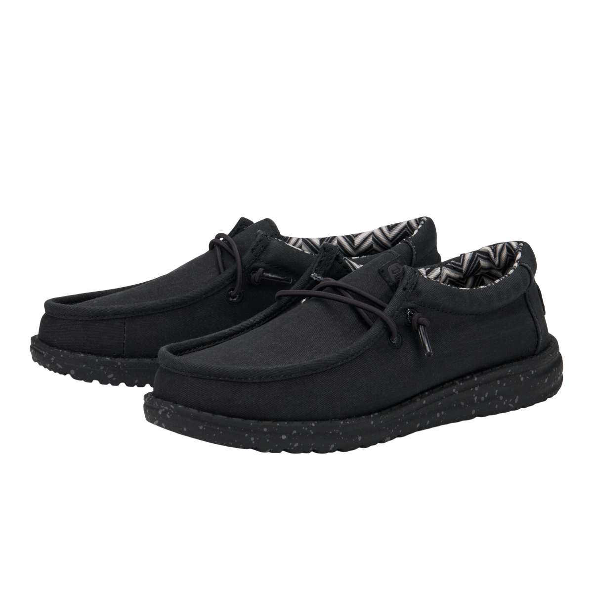 Kids Wally Youth Stretch Canvas - Black/Black | HEYDUDE