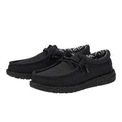 Kids Wally Youth Stretch Canvas - Black/Black | HEYDUDE