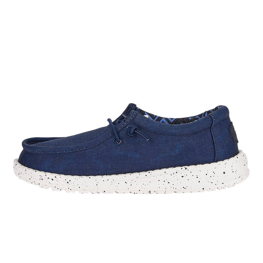 Kids Wally Youth Stretch Canvas - Navy | HEYDUDE