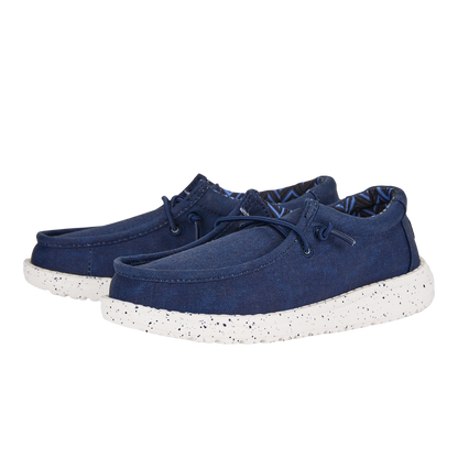 Kids Wally Youth Stretch Canvas - Navy | HEYDUDE