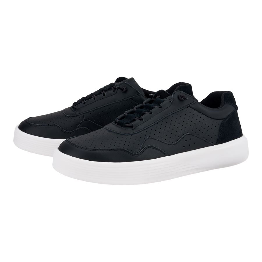 Men Hudson Leather - Black/White | HEYDUDE