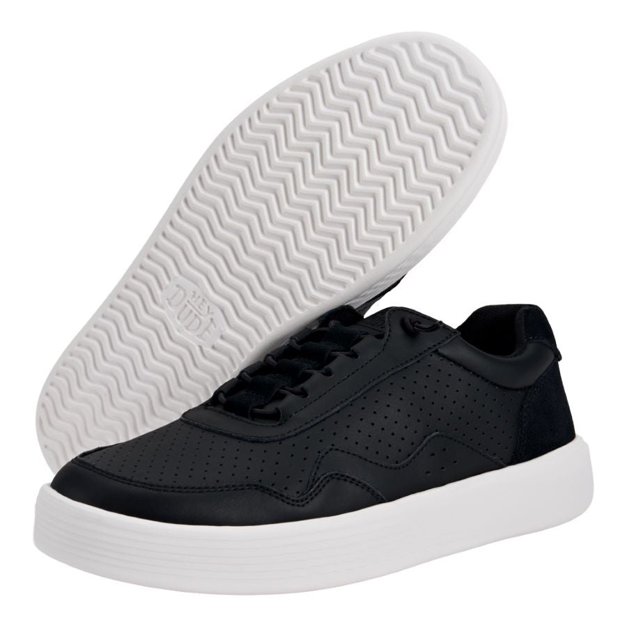 Men Hudson Leather - Black/White | HEYDUDE