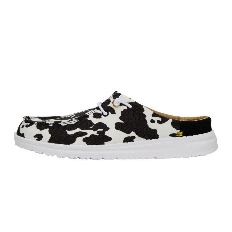 Women Wendy Slip Classic - White/Black Cow Print | HEYDUDE