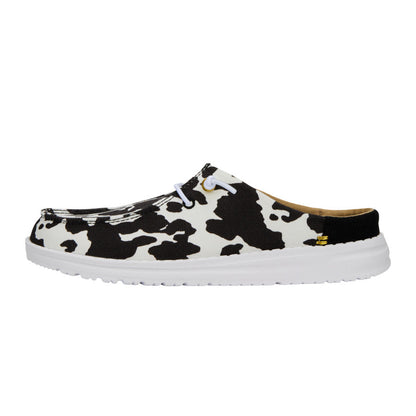 Women Wendy Slip Classic - White/Black Cow Print | HEYDUDE