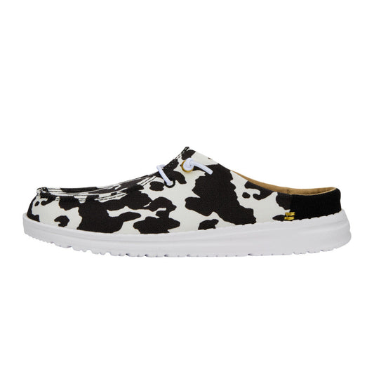 Women Wendy Slip Classic - White/Black Cow Print | HEYDUDE