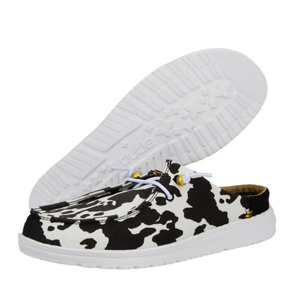 Women Wendy Slip Classic - White/Black Cow Print | HEYDUDE