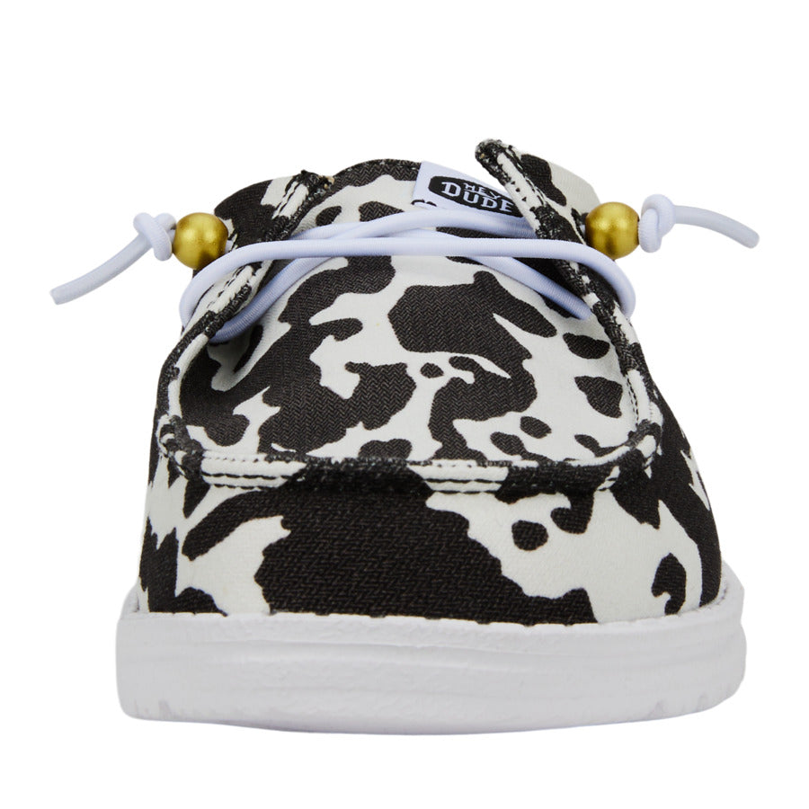 Women Wendy Slip Classic - White/Black Cow Print | HEYDUDE