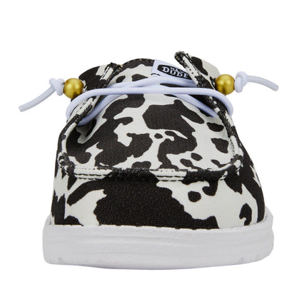 Women Wendy Slip Classic - White/Black Cow Print | HEYDUDE