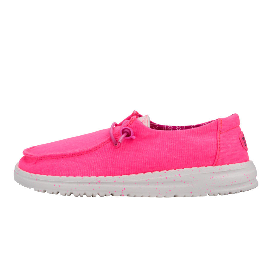 Kids Wendy Youth Stretch Canvas - Neon Pink | HEYDUDE