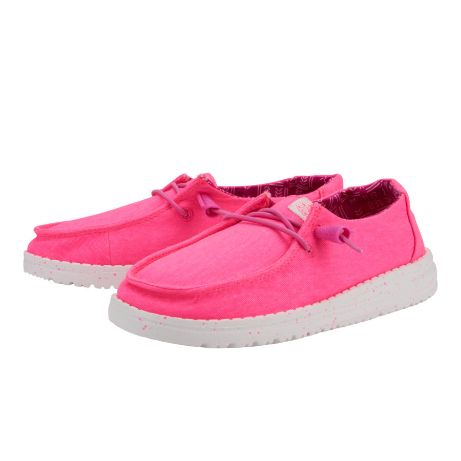 Kids Wendy Youth Stretch Canvas - Neon Pink | HEYDUDE