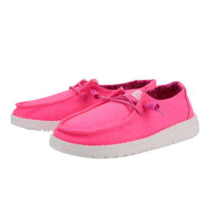 Kids Wendy Youth Stretch Canvas - Neon Pink | HEYDUDE