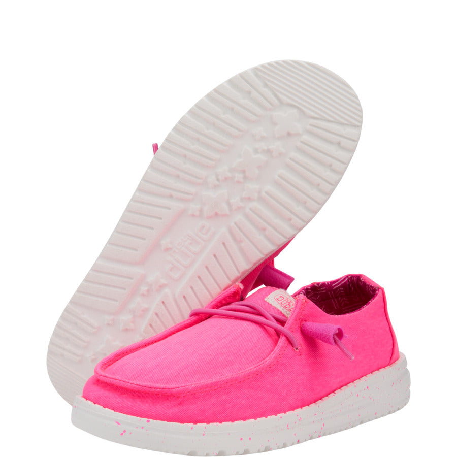 Kids Wendy Youth Stretch Canvas - Neon Pink | HEYDUDE