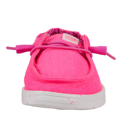 Kids Wendy Youth Stretch Canvas - Neon Pink | HEYDUDE