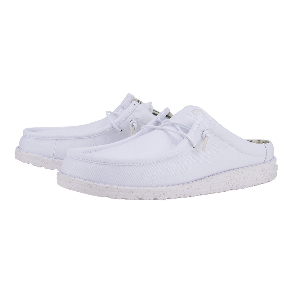 Men Wally Slip Stretch Canvas - White/White | HEYDUDE