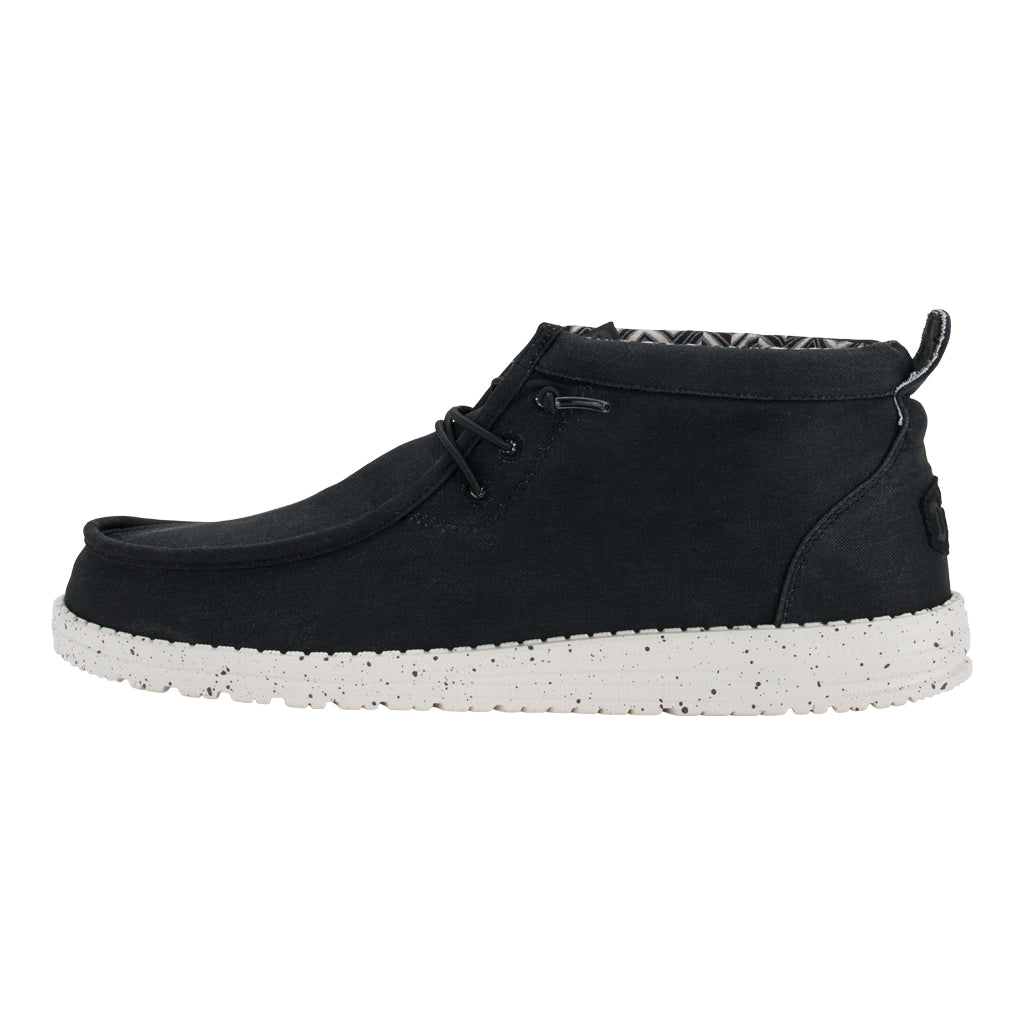 Men Wally Mid Canvas - Black/White | HEYDUDE