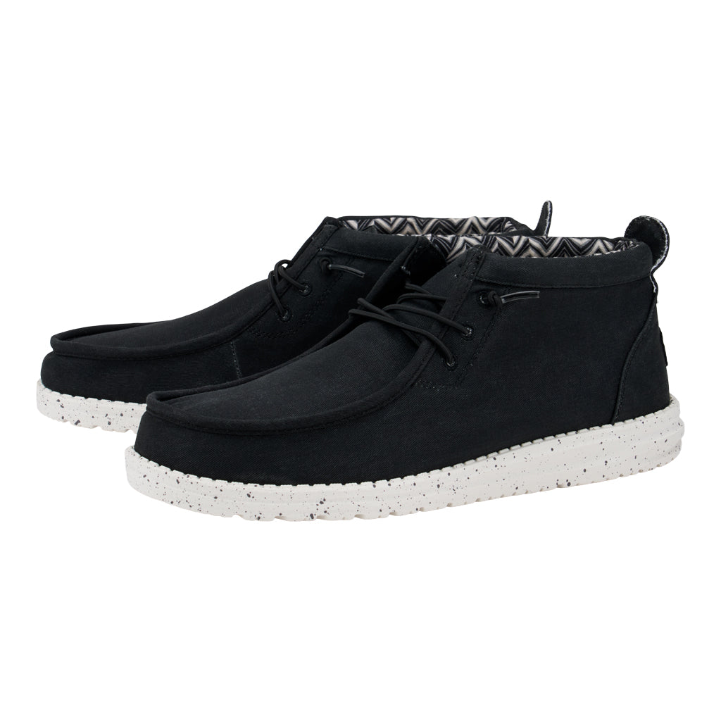 Men Wally Mid Canvas - Black/White | HEYDUDE