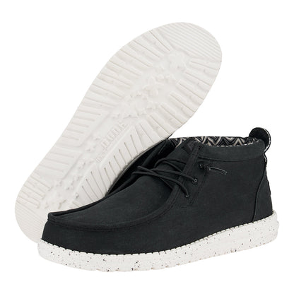 Men Wally Mid Canvas - Black/White | HEYDUDE
