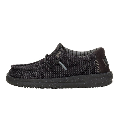 Kids Wally Toddler Stretch Mesh - Black/Black | HEYDUDE
