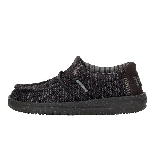 Kids Wally Toddler Stretch Mesh - Black/Black | HEYDUDE