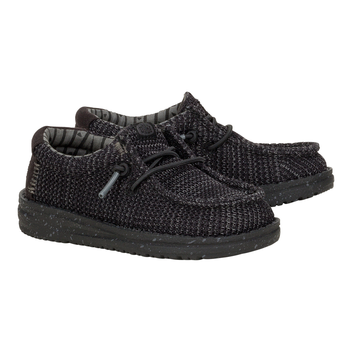 Kids Wally Toddler Stretch Mesh - Black/Black | HEYDUDE