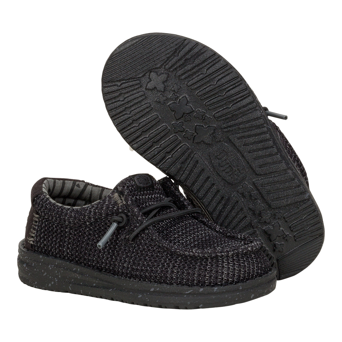 Kids Wally Toddler Stretch Mesh - Black/Black | HEYDUDE
