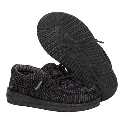 Kids Wally Toddler Stretch Mesh - Black/Black | HEYDUDE