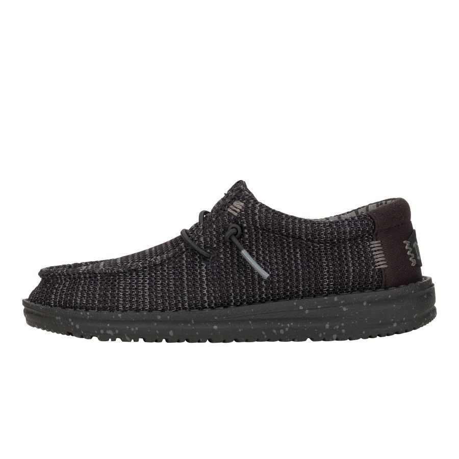 Kids Wally Youth Stretch Mesh  - Black/Black | HEYDUDE