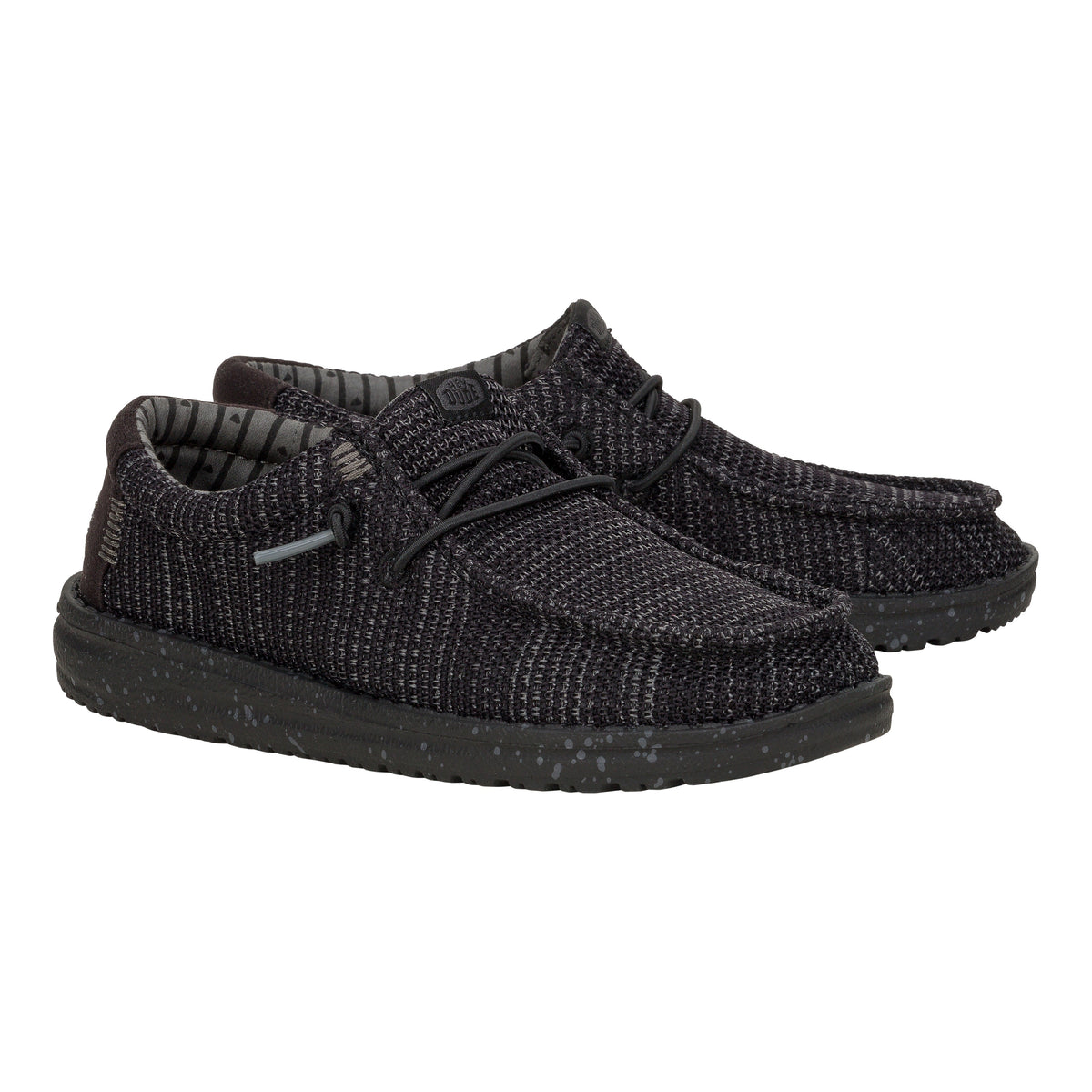 Kids Wally Youth Stretch Mesh  - Black/Black | HEYDUDE