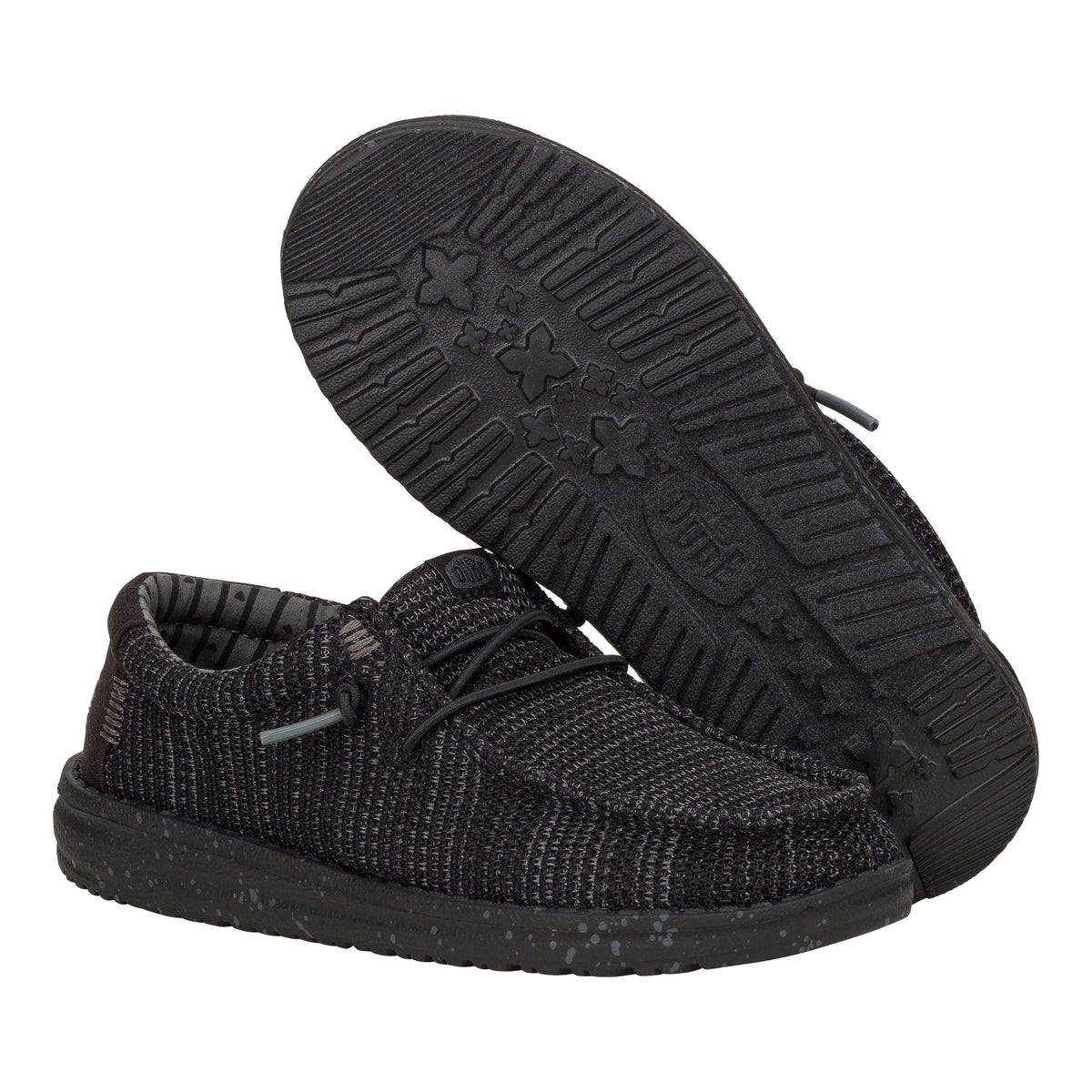 Kids Wally Youth Stretch Mesh  - Black/Black | HEYDUDE