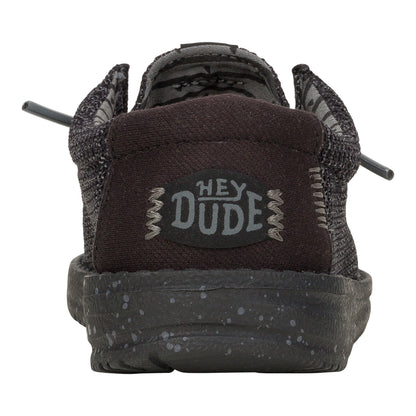 Kids Wally Youth Stretch Mesh  - Black/Black | HEYDUDE
