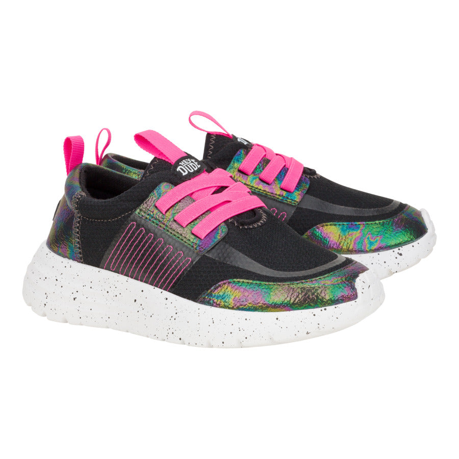Kids Sirocco Play Youth Brights - Black/Pink | HEYDUDE
