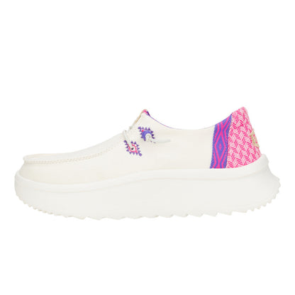 Women Wendy Peak Chambray Woven - White/Pink | HEYDUDE