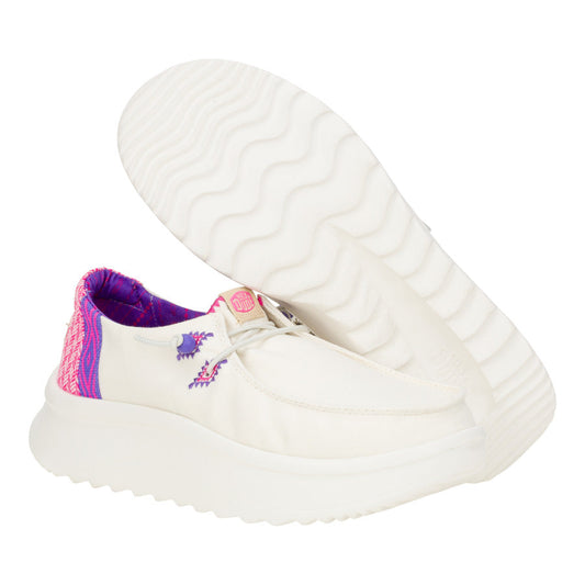 Women Wendy Peak Chambray Woven - White/Pink | HEYDUDE