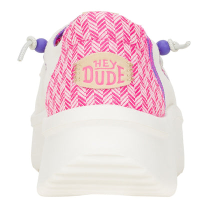 Women Wendy Peak Chambray Woven - White/Pink | HEYDUDE